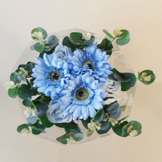 Silk Flowers Gift Bouquet Roses and Gerberas Blue Gift Bouquets